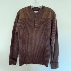 LL Bean Men's Commando Sweater Henley- Deep Woods Green Heather (Size Medium)